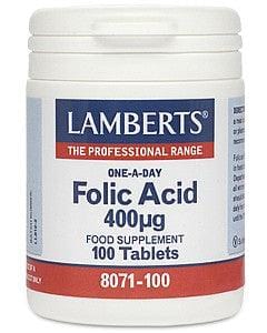 Folic Acid 400 Âµg, 100 Tabs - Lamberts - welzo