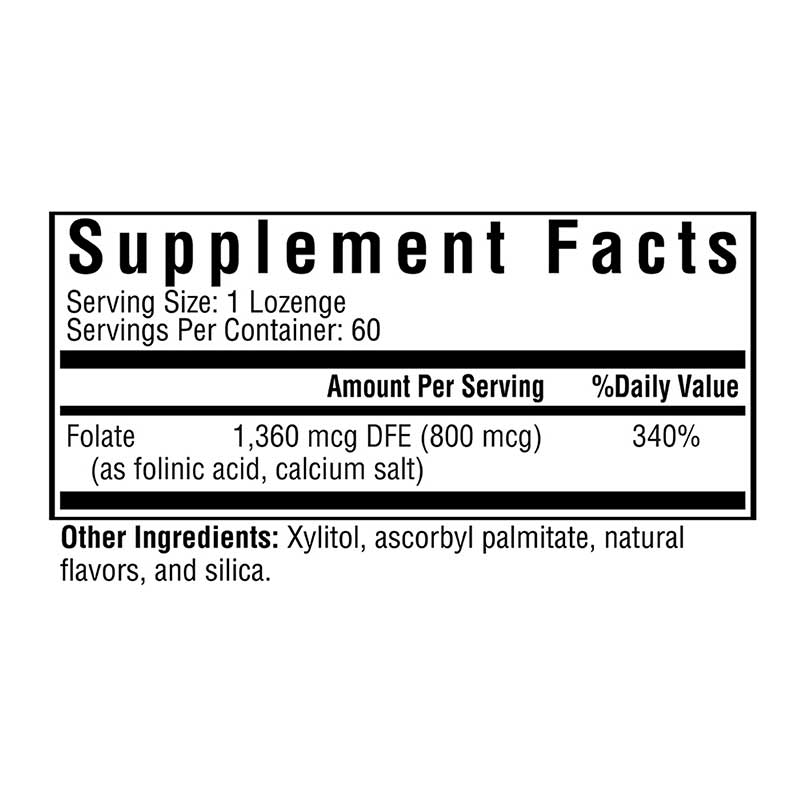 Seeking Health - Folinic Acid - 800 mcg - 60 Lozenges