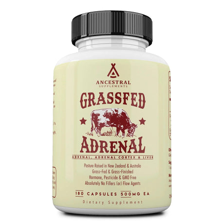 Grass Fed Beef Adrenal Cortex w/ Liver- 180 Capsules - Ancestral Supplements - welzo