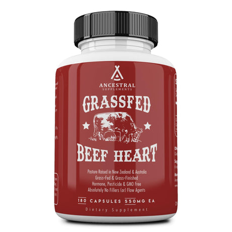 Grass Fed Beef Heart, 180 Capsules â€“ Ancestral Supplements - welzo