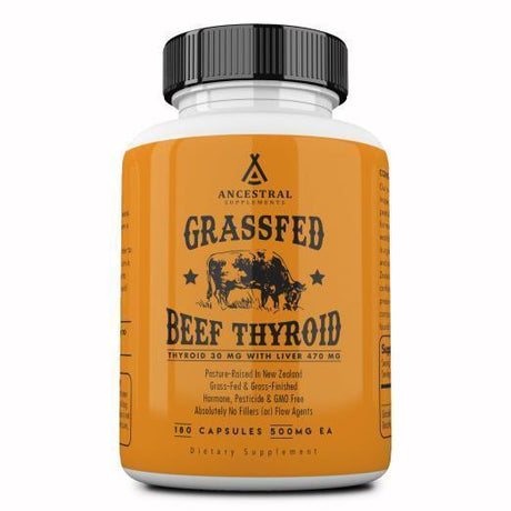 Grass Fed Natural Desiccated Beef Thyroid, 180 capsules - Ancestral Supplements - welzo