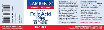 Lamberts Folic Acid 400 µg, 100 Tabs