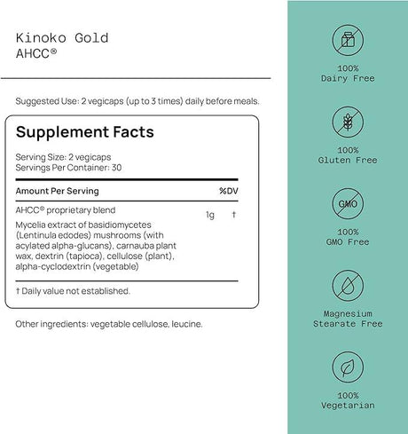 Kinoko Gold AHCC, Immune Support, 500mg, 60 Caps - Quality of Life Labs - welzo