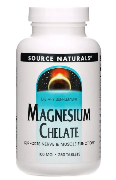 Magnesium Chelate, 100 mg, 250 Tabs - Source Naturals - welzo