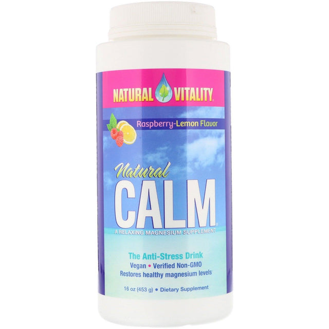 Natural Calm, The Anti-Stress Drink, Organic Raspberry-Lemon Flavour 453g - Natural Vitality - welzo