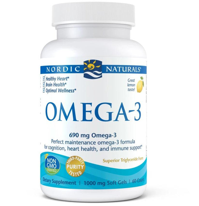Omega-3 (Lemon) 60 Soft Gels - Nordic Naturals - welzo