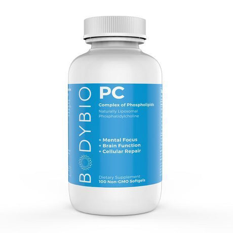 PC (Phosphatidylcholine) 1300 mg, 100 softgels - BodyBio - welzo