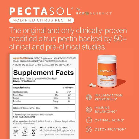 PectaSol-C (Modified Citrus Pectin) Tangerine Infusion - 120 Chewable Tablets - ecoNugenics - welzo