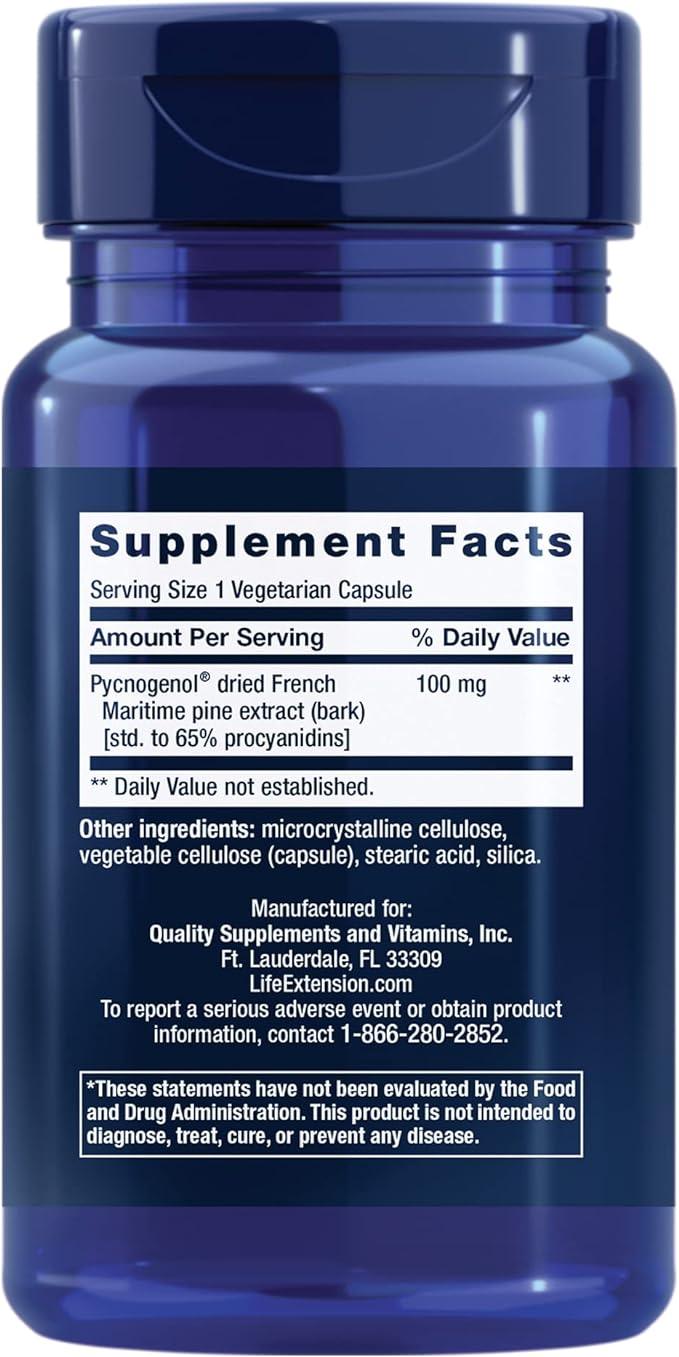 PycnogenolÂ® French Maritime Pine Bark Extract - 100 mg - 60 vegetarian capsules - Life Extension - welzo