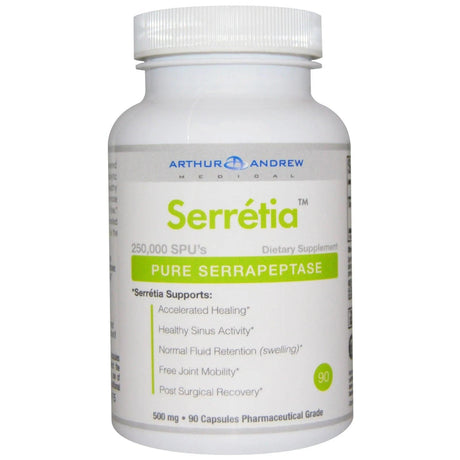 Serretia, Pure Serrapeptase, 500mg, 90 Capsules - Arthur Andrew Medical - welzo