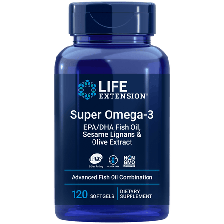 Super Omega-3, EPA/DHA with Sesame Lignans Olive Fruit Extract - 120 Softgels - Life Extension - welzo