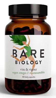 Bare Biology Vim & Vigour Vegan Omega-3 & Astaxanthin, 60 Capsules