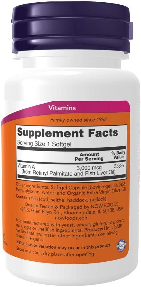 Vitamin A, 10,000 IU, 100 Softgels - NOW Foods - welzo