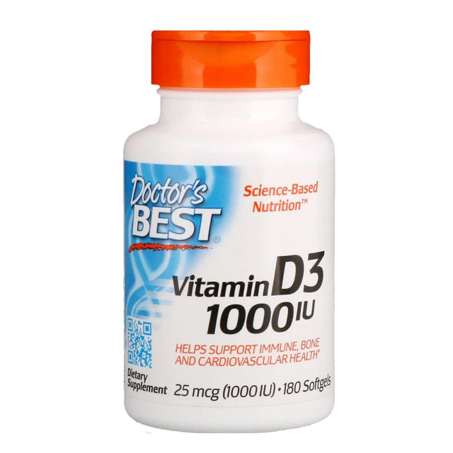 Vitamin D3 25mcg (1000 IU), 180 Softgels - Doctor's Best - welzo