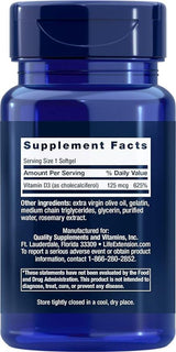 Vitamin D3 5000 IU, 60 Softgels - Life Extension - welzo