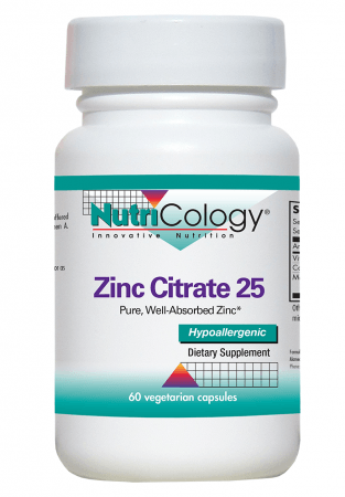 Zinc Citrate 25 - 60 Veg Capsules - Nutricology / Allergy Research Group - welzo
