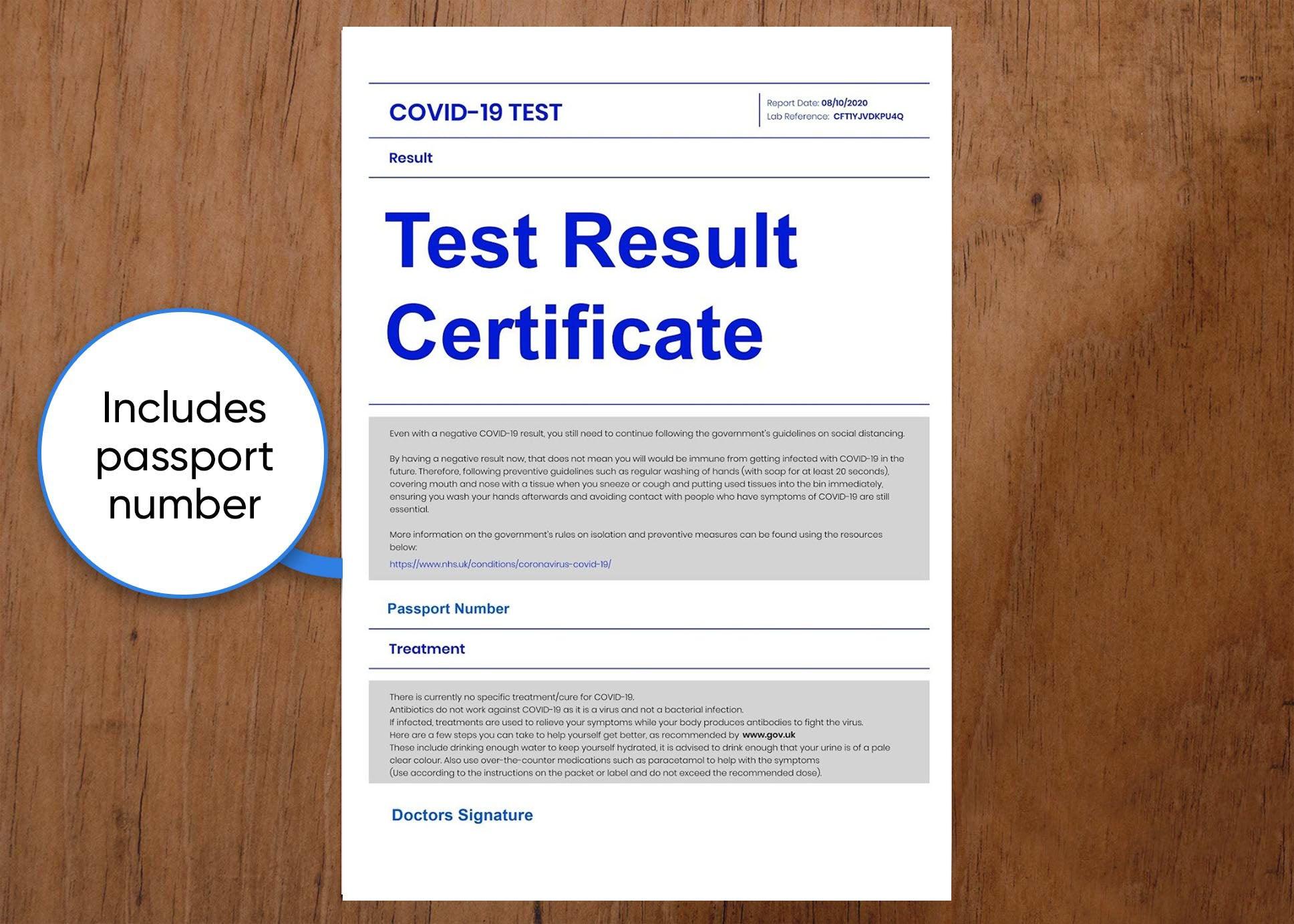 RETURN TO UK PRE-DEPARTURE COVID TEST - ANTIGEN TEST & CERTIFICATE
